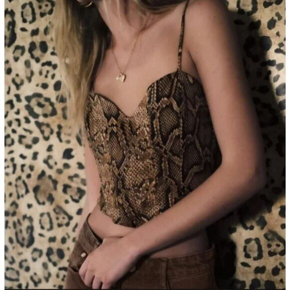 Zara Snake Print Crop Top Corset Style Bustier Y2K Adjustable Strap Size Medium - Picture 1 of 11